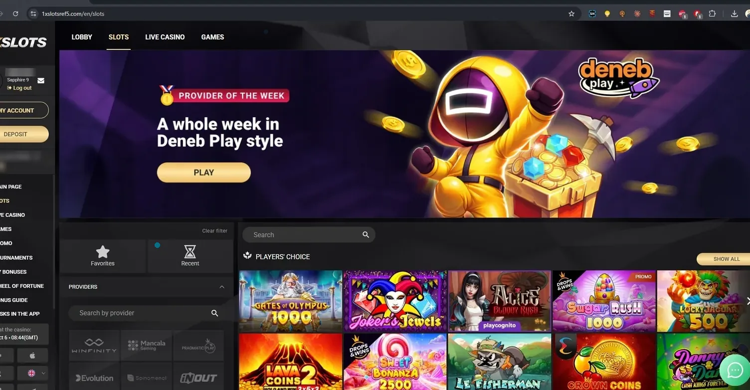 Лобби слотов 1xSlots