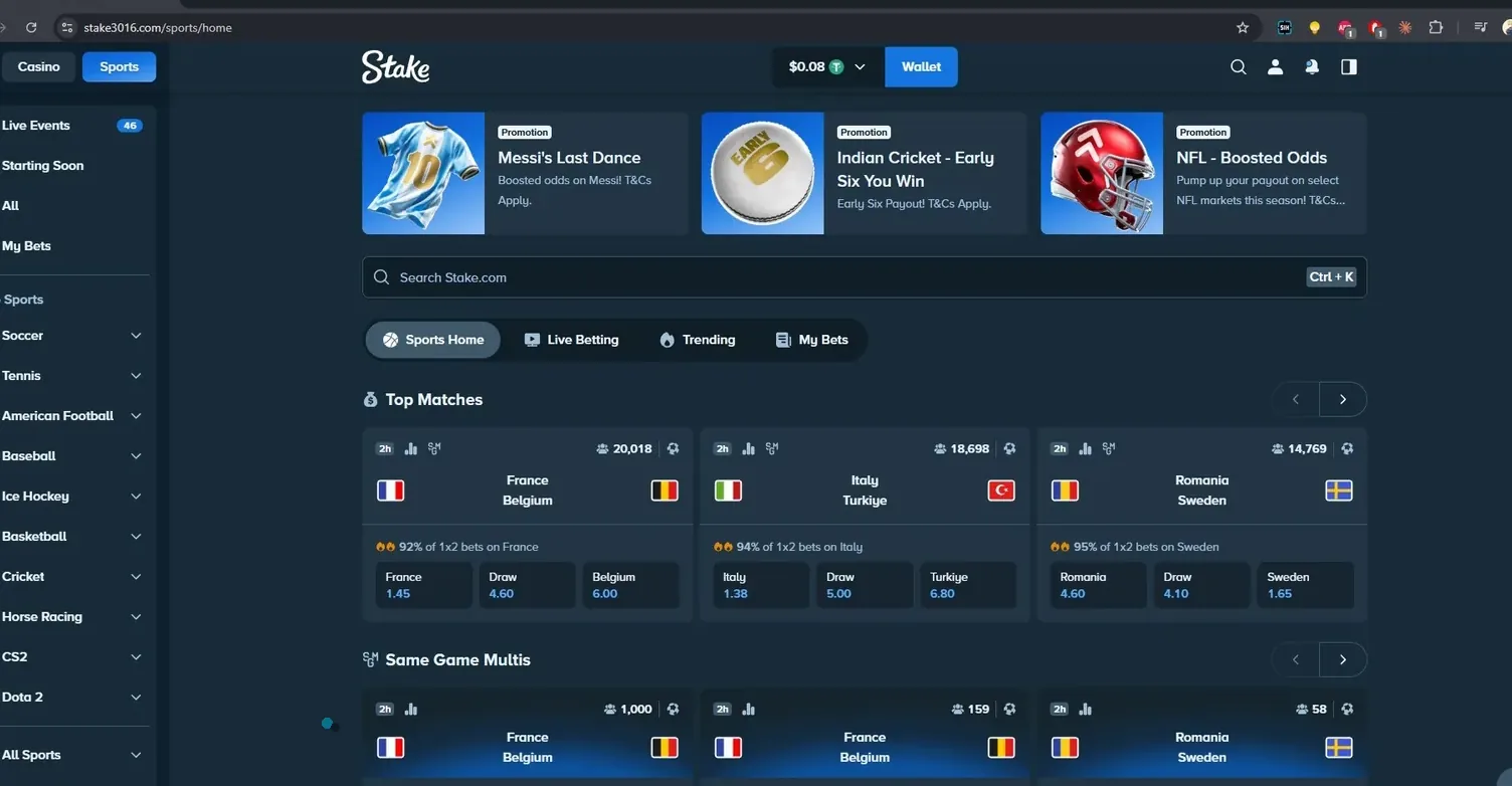 Ставки на спорт в Stake